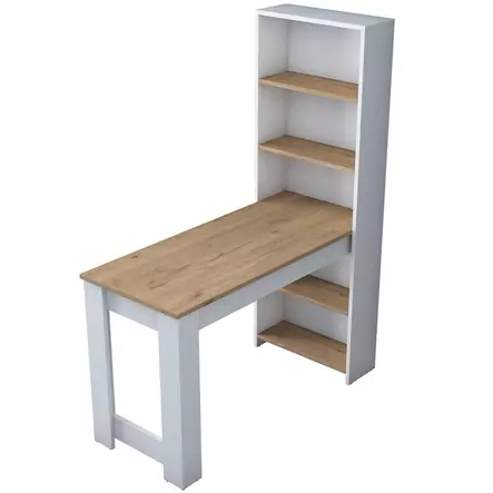 Keittiöpöytä, valkoinen pähkinäpuu, 120 cm x 153,6 cm x 53,8 cm, kestävä, tilava - Ruokapöydät - 8683743323715 - 1
